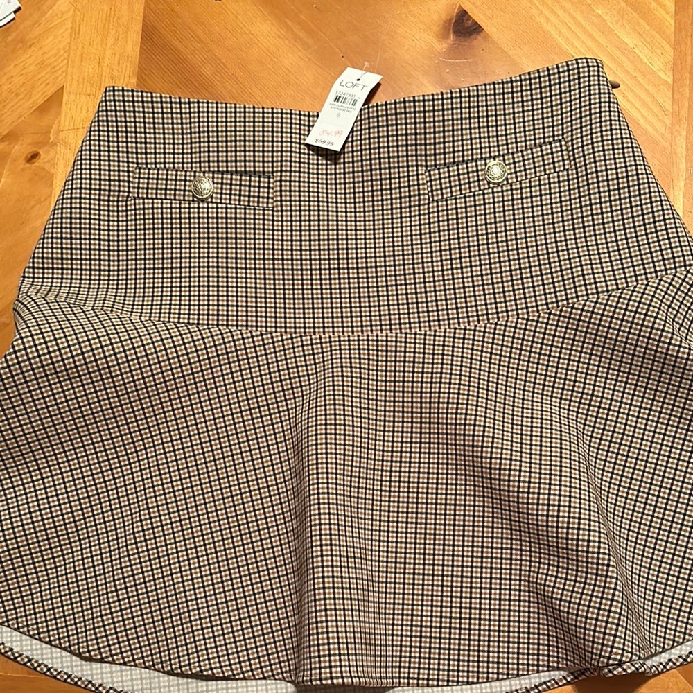 Loft A- line Checkered Skirt